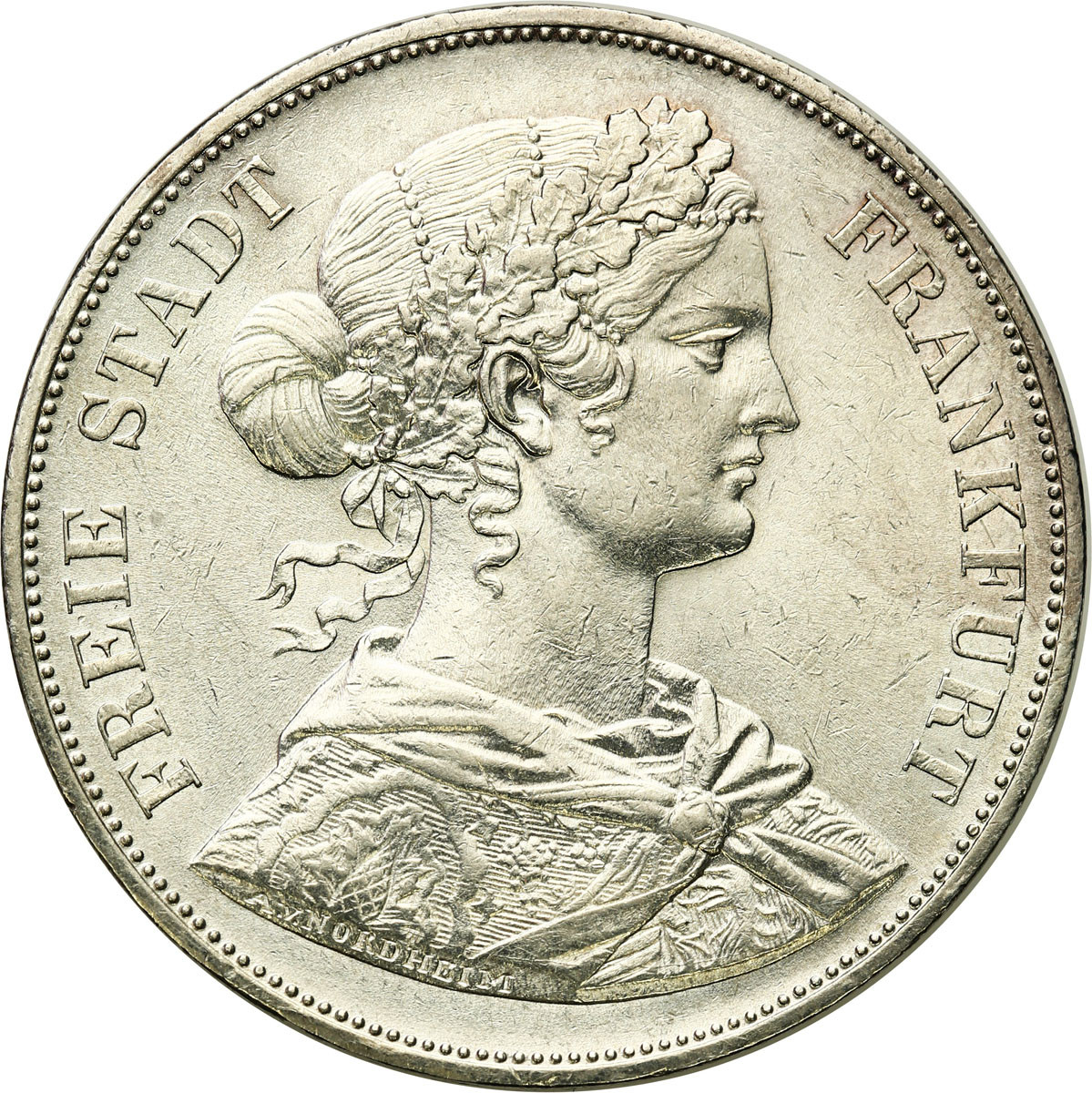 Niemcy. Dwutalar (2 talary) = 3 1/2 guldena 1862, Frankfurt - ŁADNY